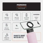 ⁦مطارة مع استاند للجوال (1 لتر) Porodo - لون وردي⁩ - الصورة ⁦10⁩